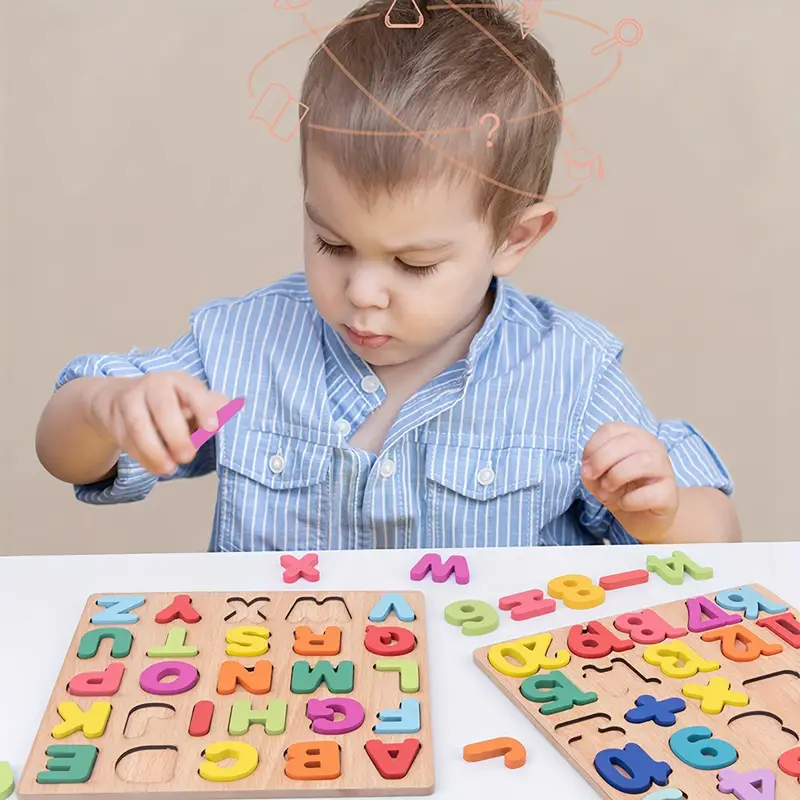 baby education toddler puzzles 3 sets wooden abc alphabet number shape puzzles toddler learning toys for boys and girls details 3