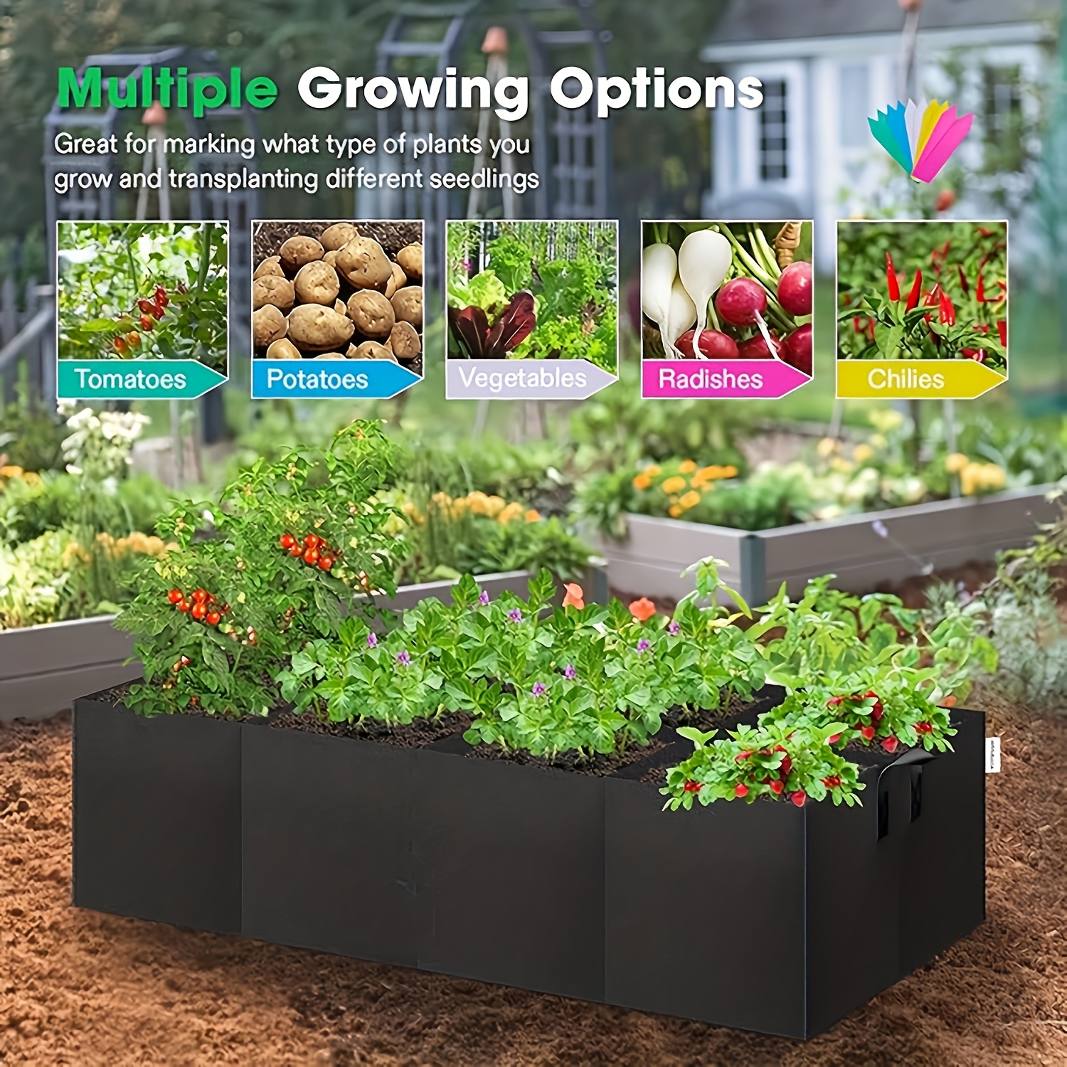 8 grid fabric raised flower beds breathable planting bags lightweight   used indoors outdoors versatile planting containers ideal for growing vegetables and flowers outdoor planting solutions gardening supplies garden decoration Product details 0
