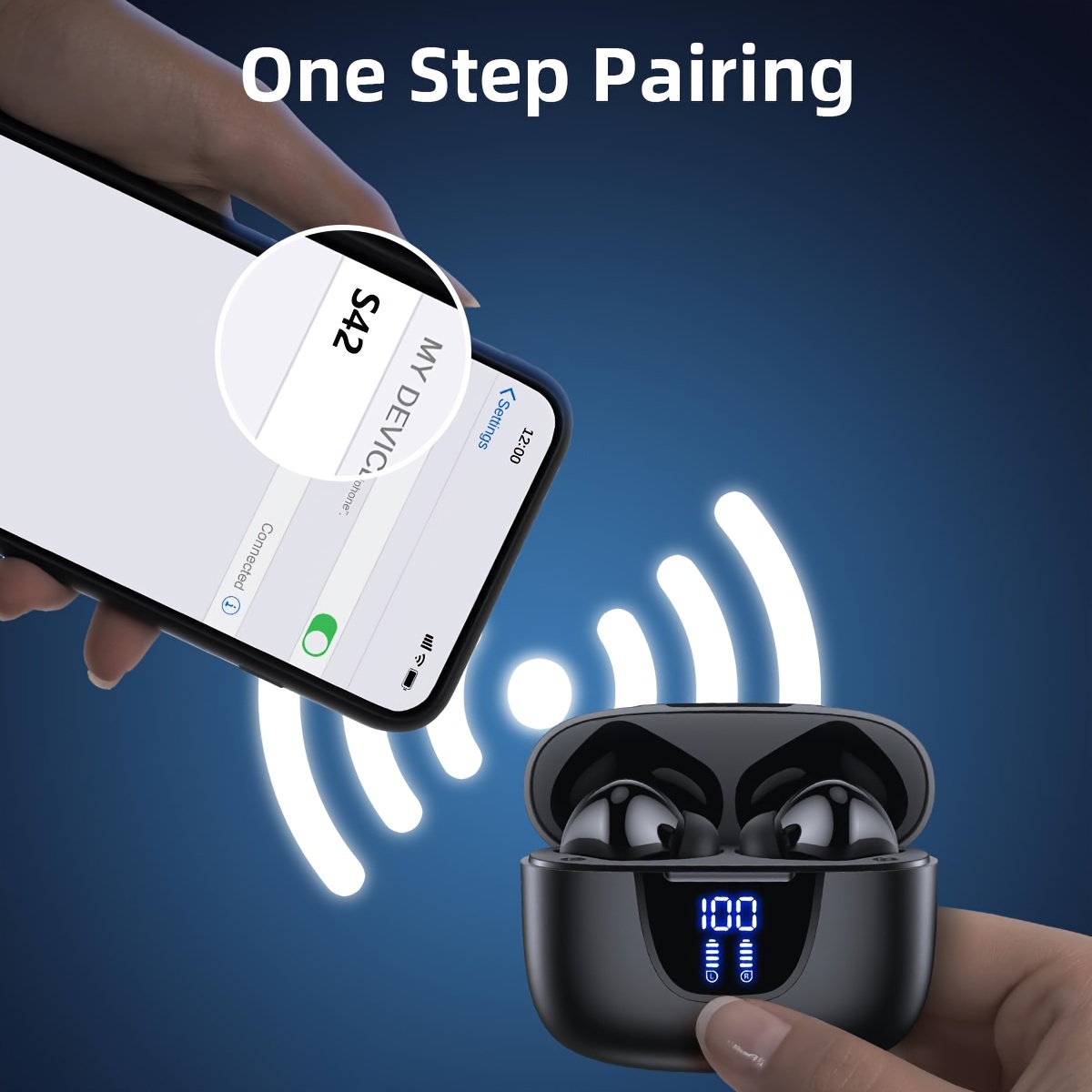 wireless earbuds 5 3 wireless headphones with 13mm speakers long playtime type c   case touch control noise cancelling voice call with digital battery display for iphone android compatible with   for gaming   7