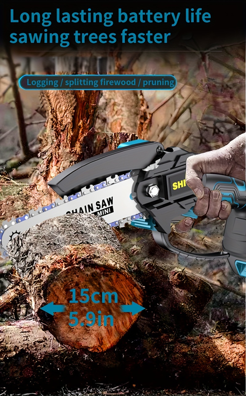 mini portable wireless chainsaw handheld electric chainsaw can quickly trim branches and cut wood in gardens and courtyards making it   for fathers and husbands details 1