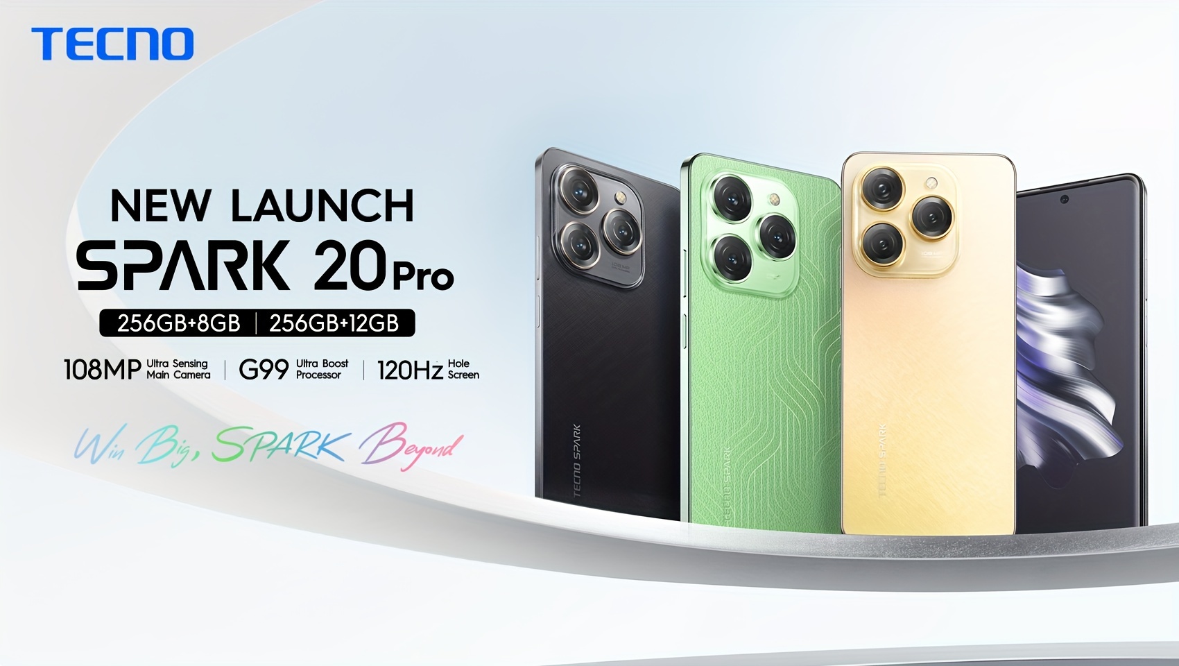   spark 20 pro 4g smartphone 256gb 12gb 256gb 8gb 108 mp ultra sensing main camera with 32 mb selfie g99   processor 400 big volume stereo dual speakers with   hi res audio 5000mah 33w fast charge 6 78 fhd 120hz screen nfc details 9