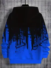 mens color block leopard graphic print hoodie casual long sleeve hooded sweatshirt for outdoor details 1