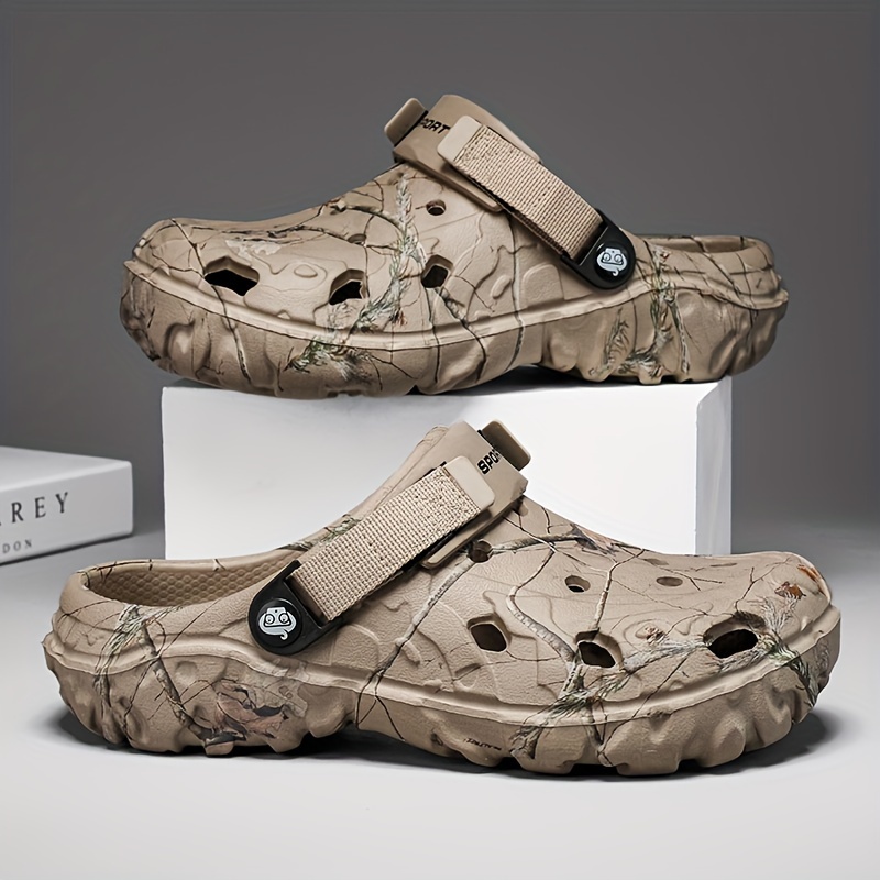 mens solid color hollow out trendy eva clogs comfy non slip casual durable lightweight slippers for mens outdoor activities details 4