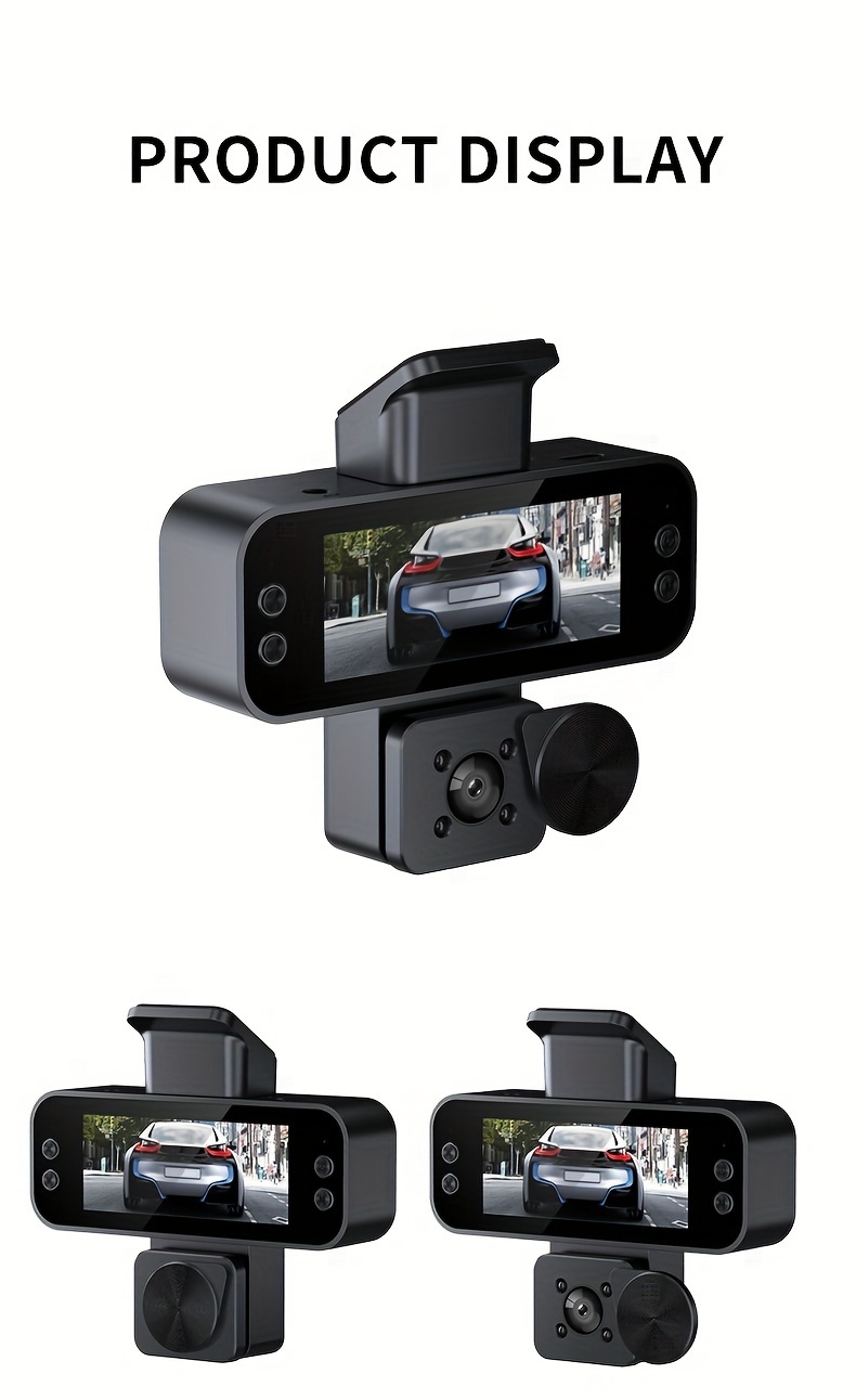   3 channel dash cam high resolution front rear car recorder with seamless loop discreet black box design for safe driving accident protection details 8