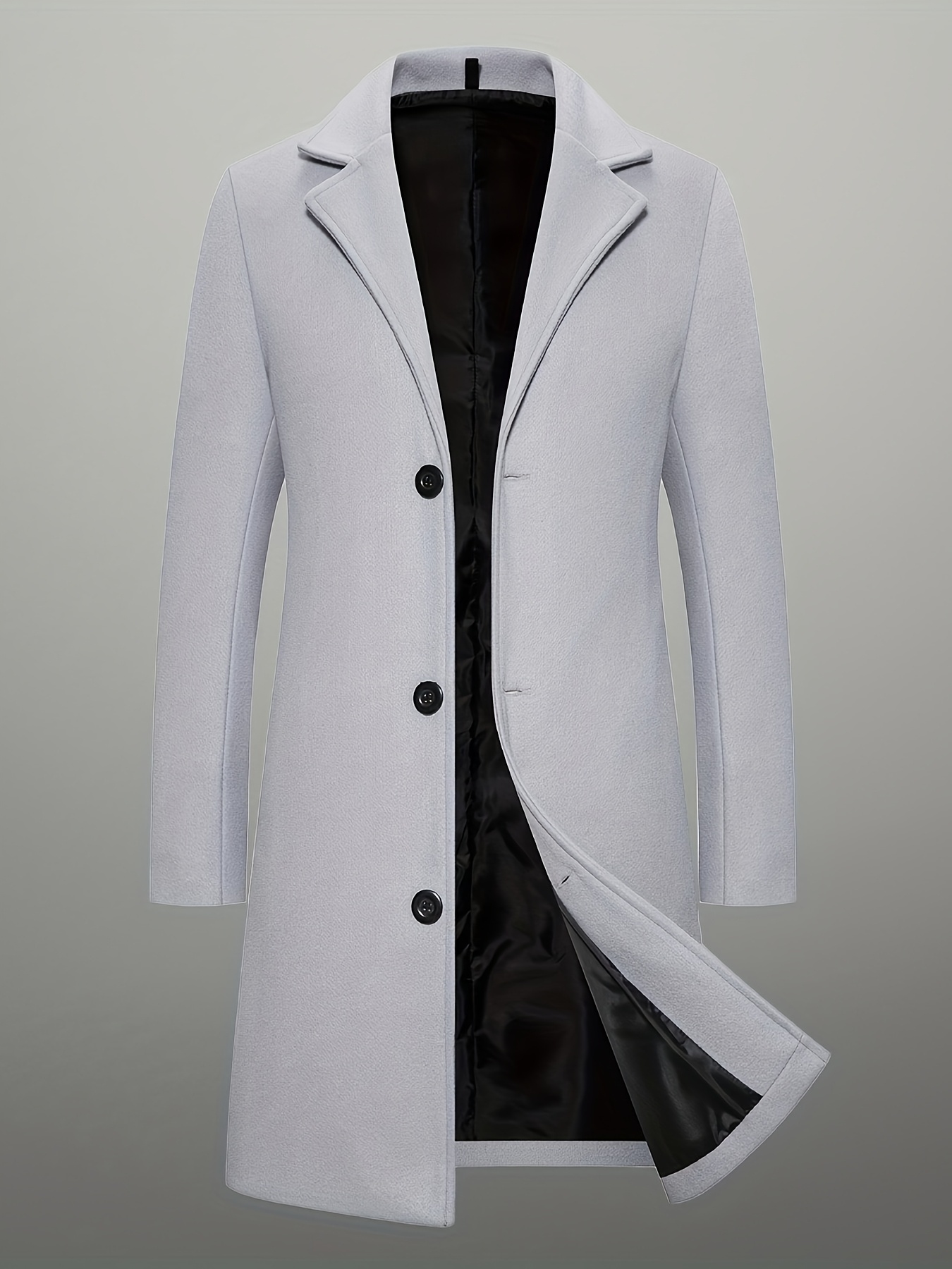 mens   length single breasted tweed overcoat mens solid color trench coat Product details 18