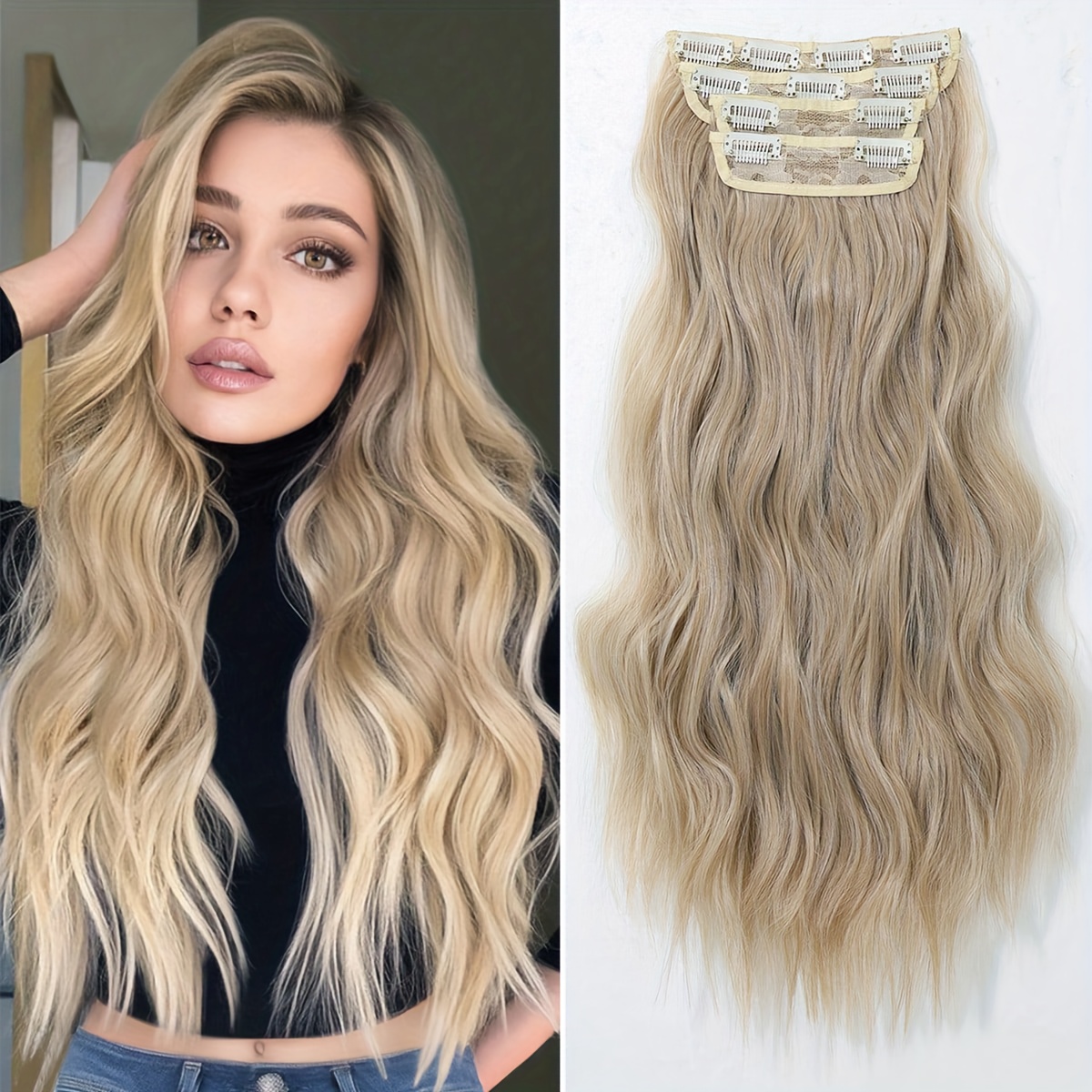 Set 4 Clip in Hair Extensions in a Brown Blonde Shade 24