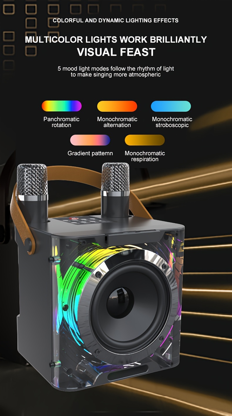 the wireless karaoke machine speaker suitable for adults is a portable wireless karaoke speaker with two wireless microphones suitable for indoor and outdoor parties family   and other   details 1