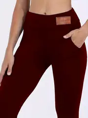 2 pcs slim high waist sports warm pants with velvet with pockets comfortable and soft suitable for autumn and winter details 12