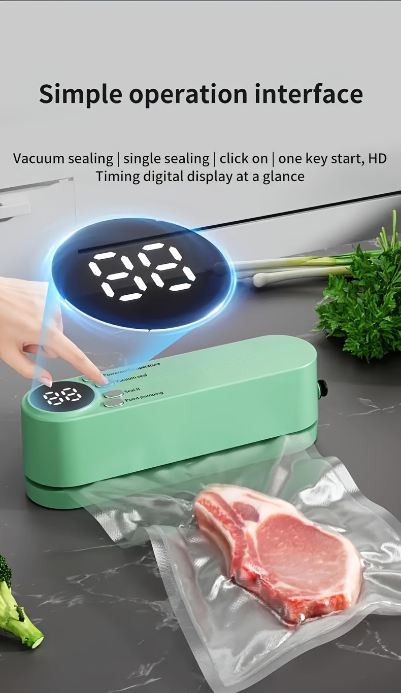 USB Rechargeable Vacuum Sealer Machine with LED Indicator - Automatic Food Saver for Dry/Moist Modes, Compact Kitchen Appliance for Optimal Food Preservation, Versatile Food Sealer | LED Display Design | Intuitive Button Interface, Food Storage Solution|Compact Kitchen Appliance|Durable Plastic Construction, Vacuum Sealer Machine details 6