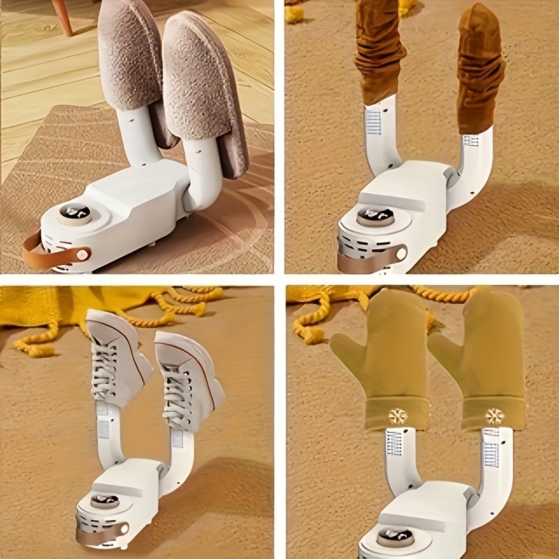 secador de zapatos - desodorización rápida, función automática de temporizador, calefacción por aire caliente, diseño plegable, secador para zapatillas deportivas y botas,   para todo tipo de calzado, regalo navideño (220-240v) 2