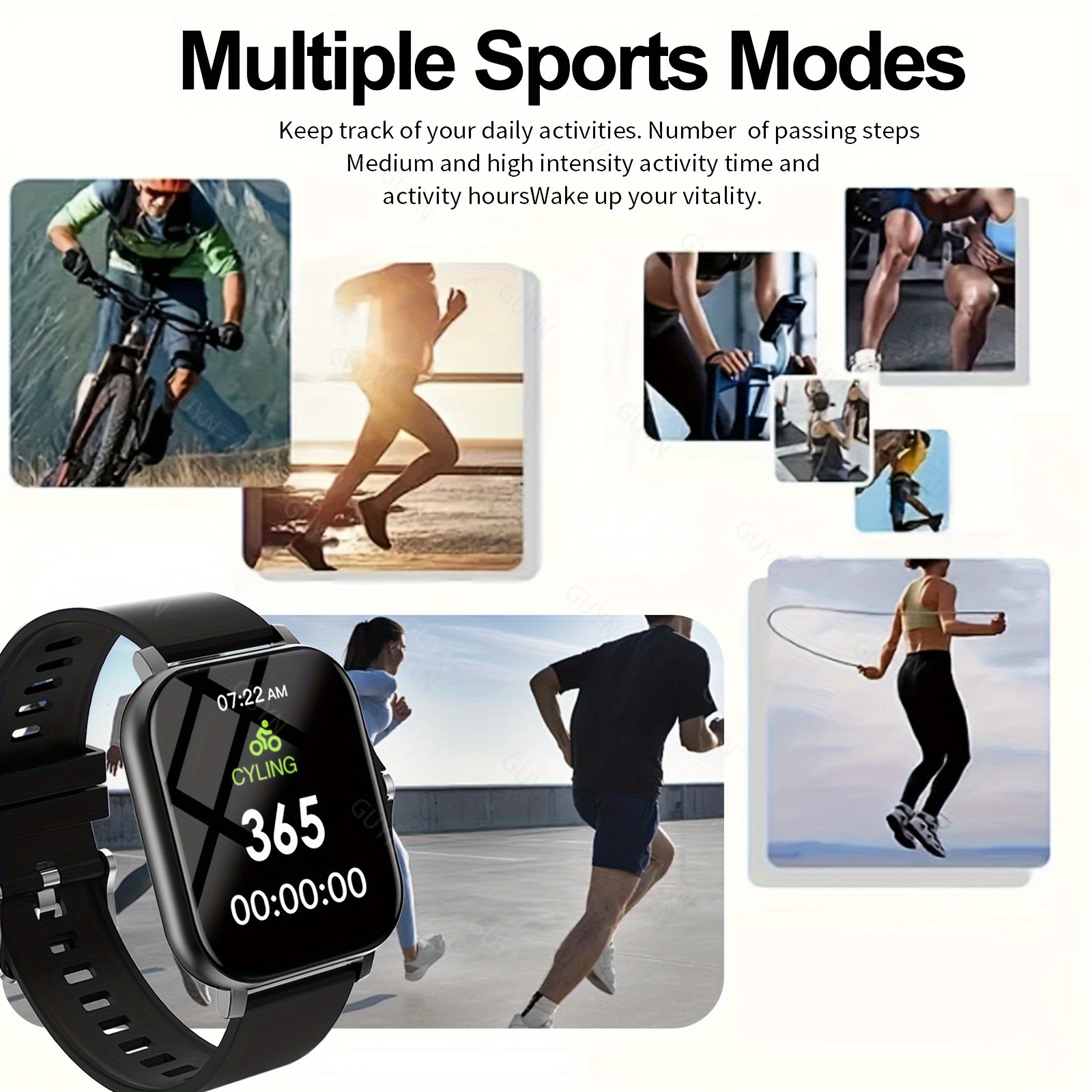 smart watch with wireless calling multiple sports modes fitness customizable wallpaper compatible with iphone android sporty smartwatch with health monitoring details 1