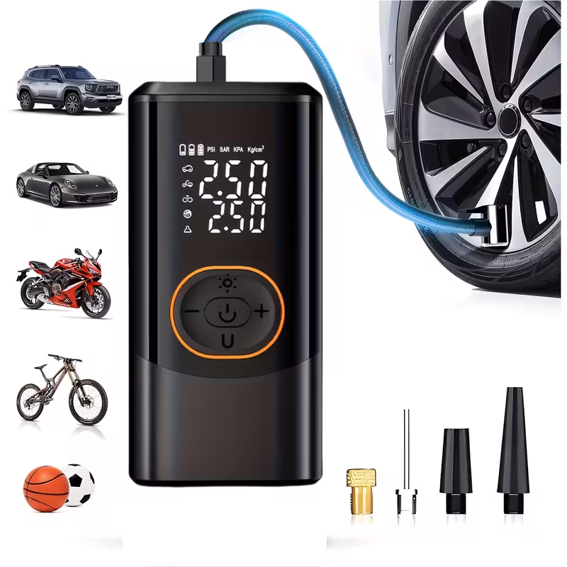 Wireless Tire Pump, Black Portable Air Compressor with Digital Pressure Wireless Tire Pump, Black Portable Air Compressor with Digital Pressure