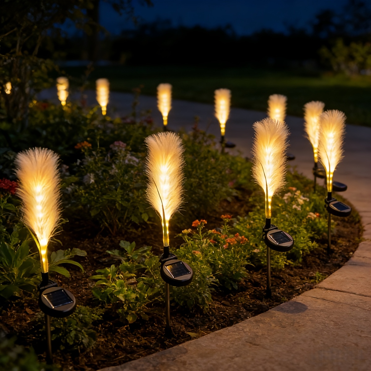 2pcs solar reed stake lights led garden decorative lights outdoor lawn landscape lighting pathway yard patio decoration auto on off dusk to dawn   decorative lamp Product details 3