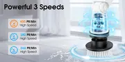 brosse de nettoyage électrique fil 9 têtes de brosse remplaçables 3 , 5200 mah, brosse de douche réglable avec poignée dextension rétractable, pour salle de bain, cuisine, baignoire, toilettes, carrelage, fenêtres détails 2