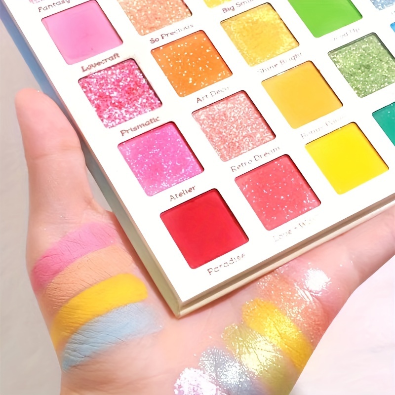 30 color rainbow candy eyeshadow neon multicolor stage makeup artist eyeshadow palette with pearlescent matte and shimmering glitter finish for cosplay makeup for music festival details 10