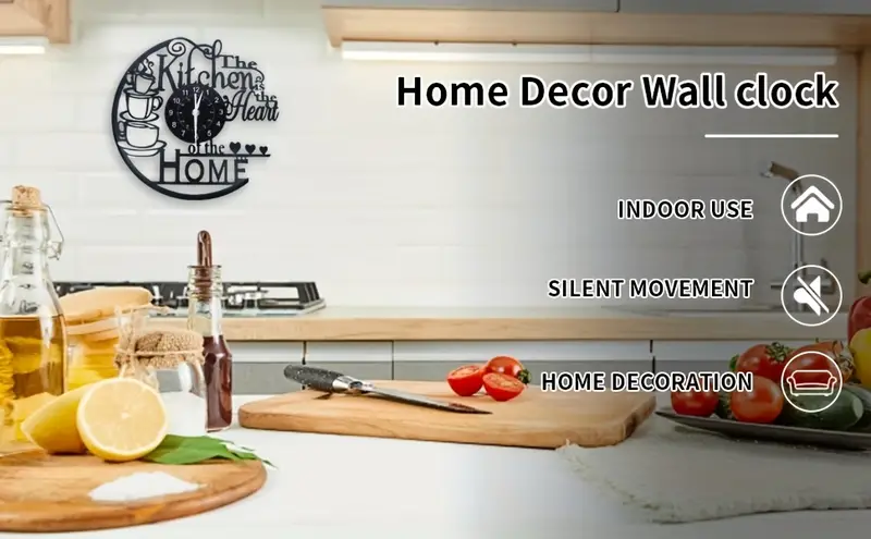 1pc vintage kitchen themed wall clock silent non ticking retro cafe decor with cup easy to read battery powered aa battery not included for home shop bar ideal housewarming gift kitchen wall art kitchen themed decor Product details 1