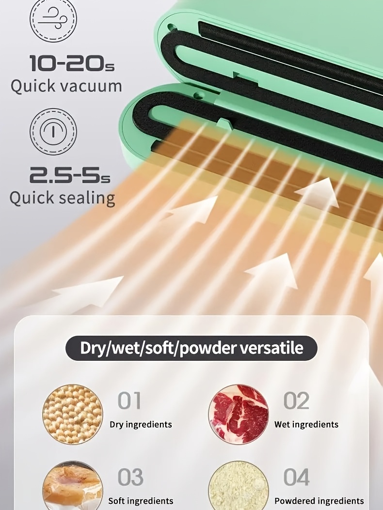 USB Rechargeable Vacuum Sealer Machine with LED Indicator - Automatic Food Saver for Dry/Moist Modes, Compact Kitchen Appliance for Optimal Food Preservation, Versatile Food Sealer | LED Display Design | Intuitive Button Interface, Food Storage Solution|Compact Kitchen Appliance|Durable Plastic Construction, Vacuum Sealer Machine details 3