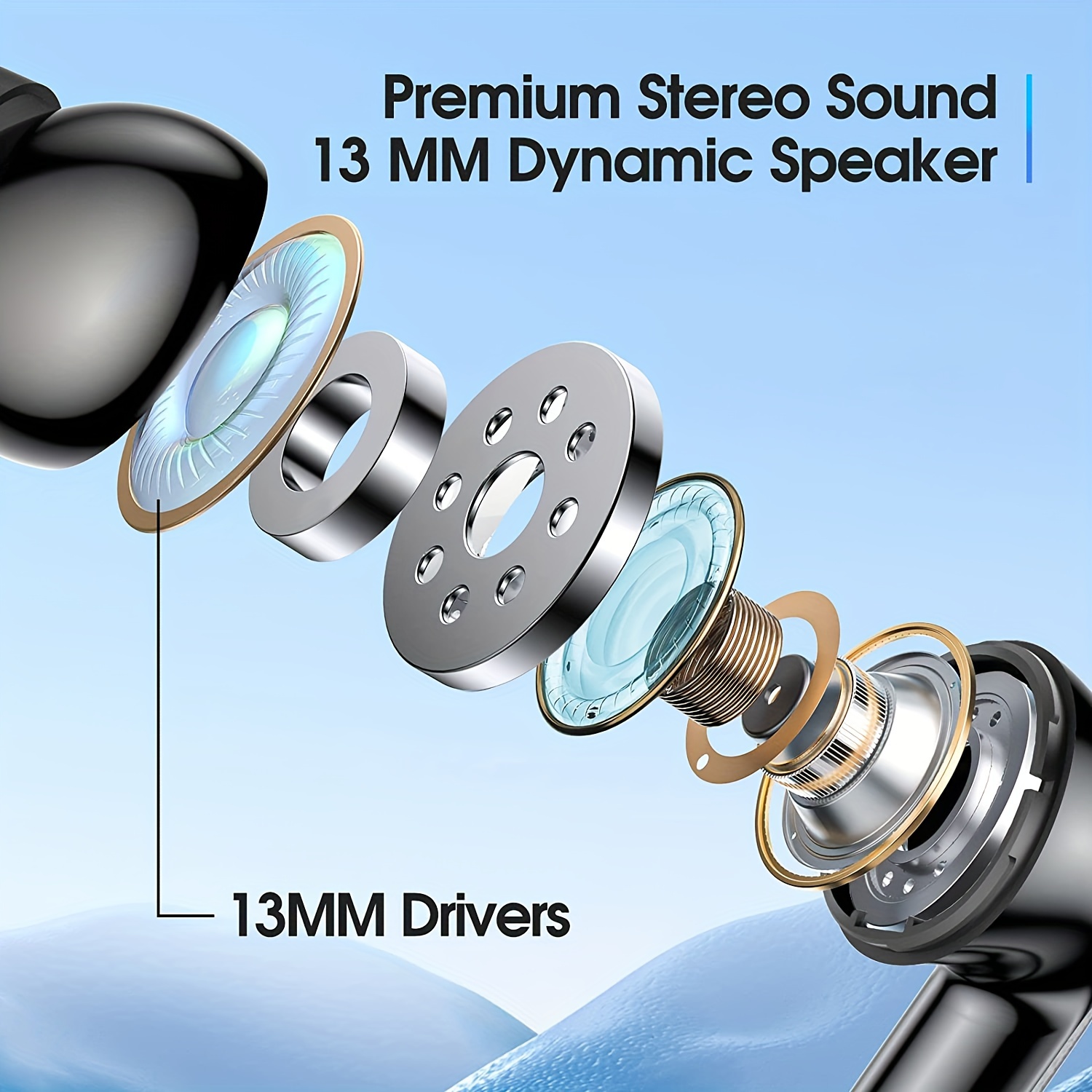 wireless earbuds 5 3 wireless headphones with 13mm speakers long playtime type c   case touch control noise cancelling voice call with digital battery display for iphone android compatible with   for gaming   1