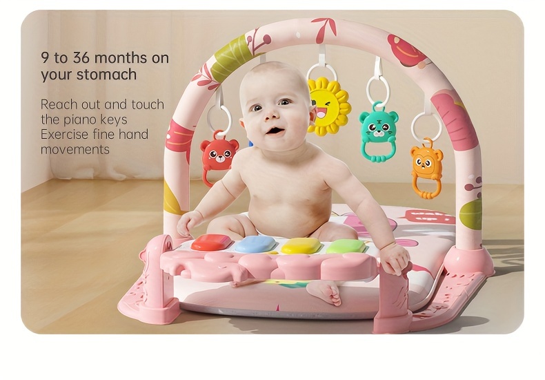 interactive infant playmat with kick and play piano gym 0 3 years old musical learning activity mat with hanging toys abs resin surface multifunctional developmental   details 3