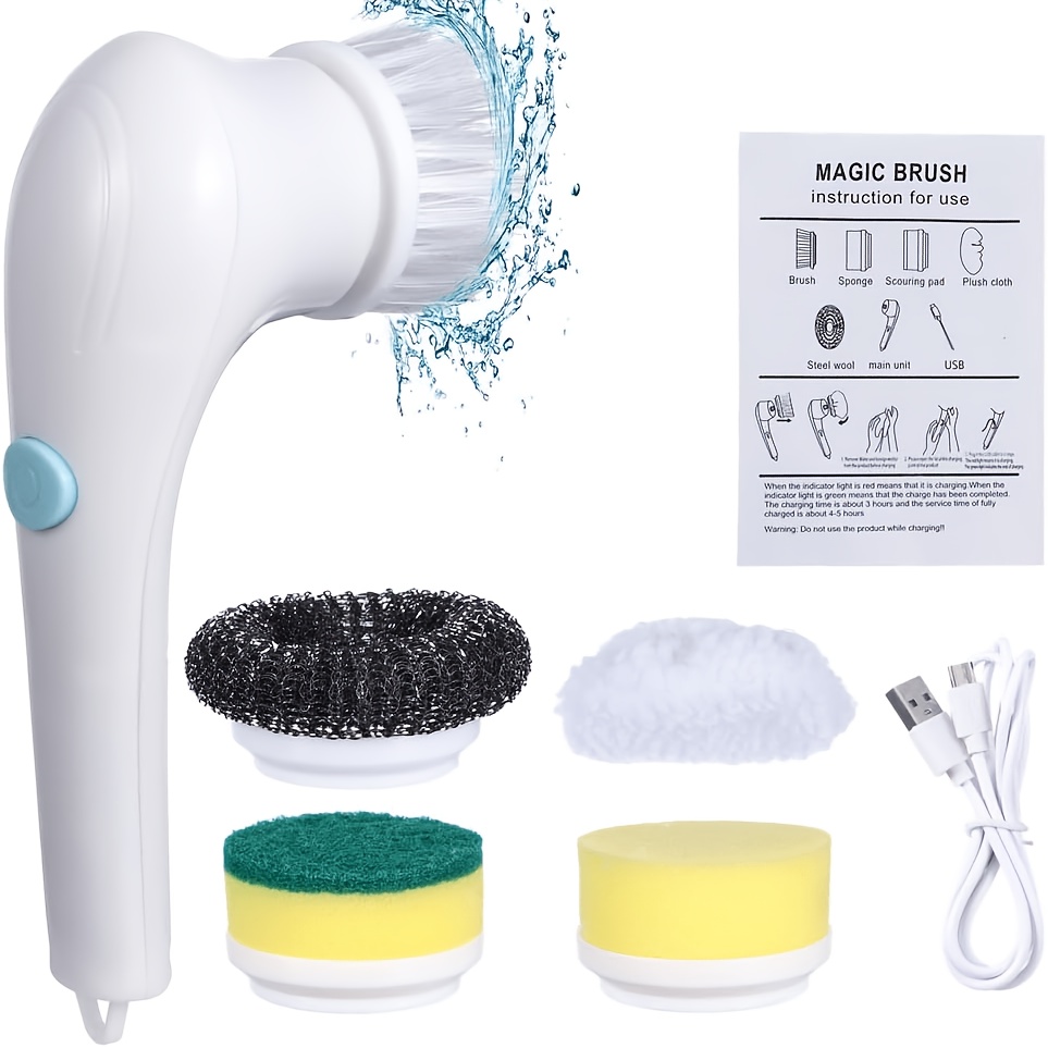 Brosse Électrique Rechargeable à Récurer — 360° (5 Têtes)