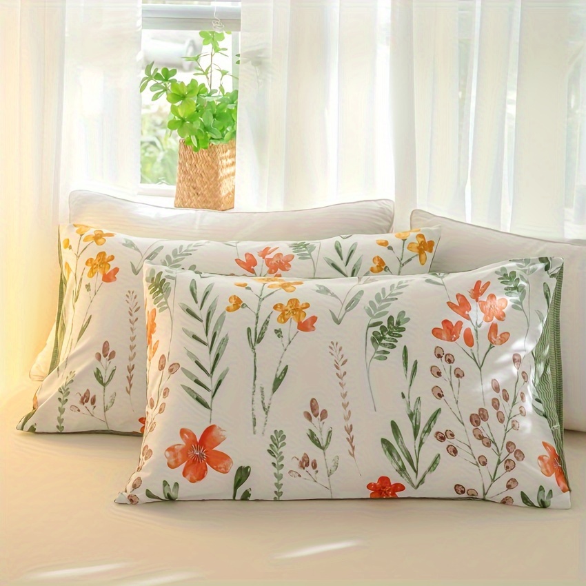 3 piece floral grass print duvet cover set soft breathable polyester with zip closure includes 1 duvet cover and 2 pillowcases no insert perfect for all seasons details 8