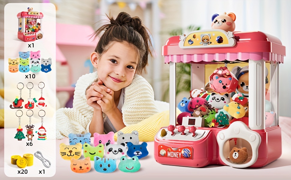 mini claw machine for kids toys with light music pink gift exercise hand brain for children details 2