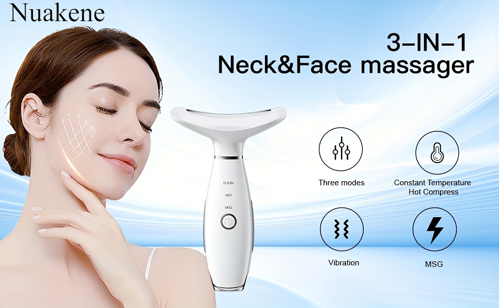   face neck skin care beauty meter rechargeable vibrating heating massager home neck facial massage tool skin care gift for women details 1