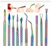 14pcs hypoallergenic stainless steel cuticle pusher and nail file set manicure pedicure tools uv gel polish remover cleaning kit nail tech supplies details 0