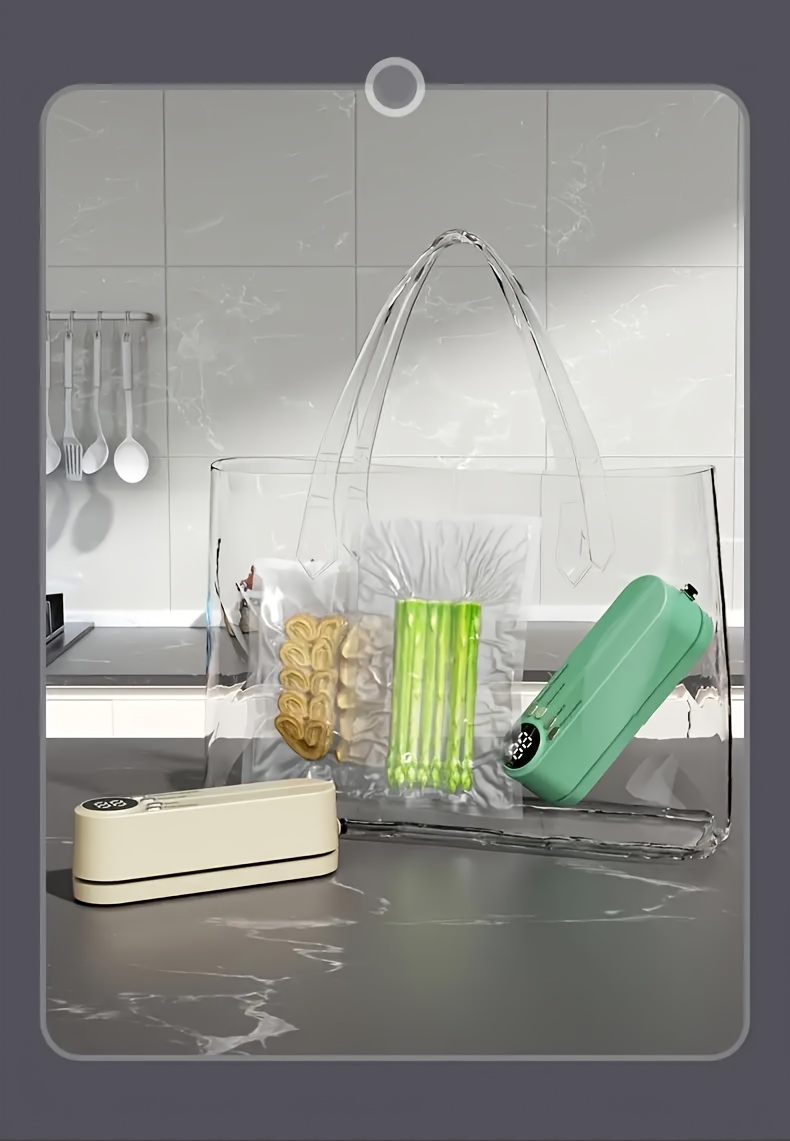 USB Rechargeable Vacuum Sealer Machine with LED Indicator - Automatic Food Saver for Dry/Moist Modes, Compact Kitchen Appliance for Optimal Food Preservation, Versatile Food Sealer | LED Display Design | Intuitive Button Interface, Food Storage Solution|Compact Kitchen Appliance|Durable Plastic Construction, Vacuum Sealer Machine details 5