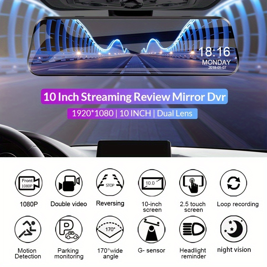 1080p přední a 720p zadní palubní kamera s dotykovou obrazovkou, magnetickým držákem, 400mah polymerovou lithiovou baterií, 24h parkovacím monitorem, 27.5fps plynulým záznamem, napájením do autozásuvky Podrobnosti o produktu 2