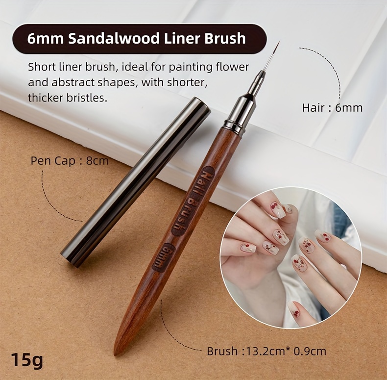 5pcs nail art brush set with sandalwood handles   precision drawing painting pens for professional   engraved   art supplies details 5