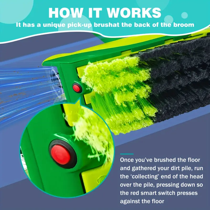 battery powered with rotating brush 2 in 1 sweeping tool with built in collection for dust hair and cat litter operates on aa batteries details 1