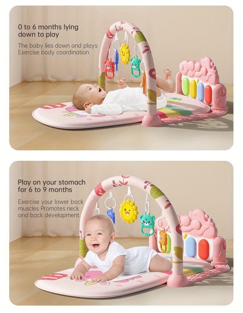 interactive infant playmat with kick and play piano gym 0 3 years old musical learning activity mat with hanging toys abs resin surface multifunctional developmental   details 2