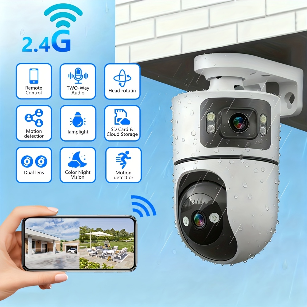 2K Dual Lens WiFi Security Camera – Dual Screen Indoor Monitoring Camera with 2.4G/5GHz WiFi, AI Motion Detection, Two-Way Audio & Night Vision — Zaynora Luxury Marketplace