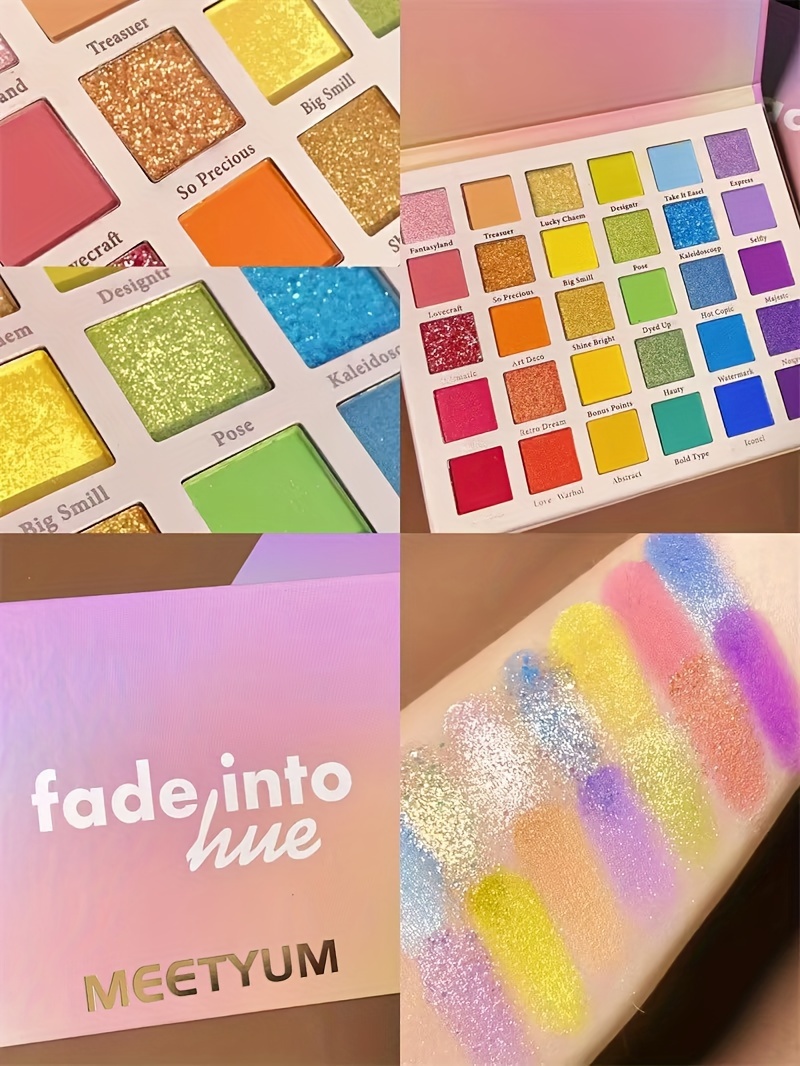 30 color rainbow candy eyeshadow neon multicolor stage makeup artist eyeshadow palette with pearlescent matte and shimmering glitter finish for cosplay makeup for music festival details 2