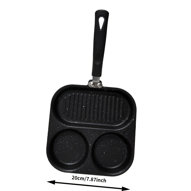 3 compartment non stick   egg and hamburger pan deepened frying pan with slippery egg mold water based coating hand wash only Product details 0