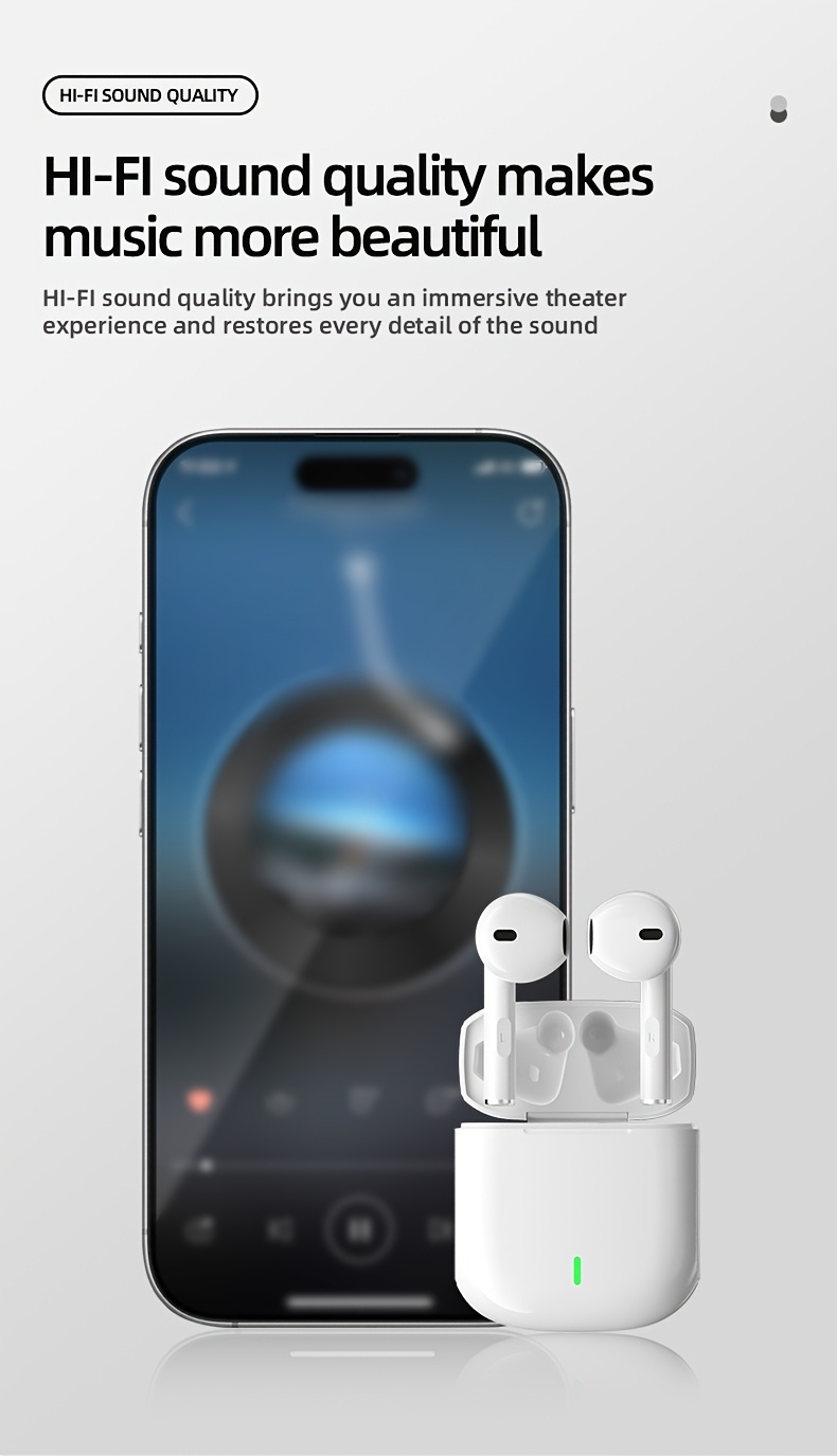 2024 true wireless earbuds hifi sound with   bass touch control semi open back type c charging compatible with   iphone ideal for sports music enthusiasts details 2