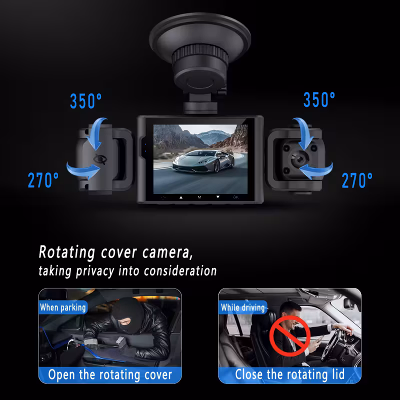360 4 channel dash cam for cars 1080p front 480p rear cameras 2 4 ips vision with wdr 64gb loop recording 24h parking mode Product details 6
