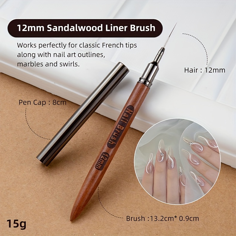 5pcs nail art brush set with sandalwood handles   precision drawing painting pens for professional   engraved   art supplies details 7