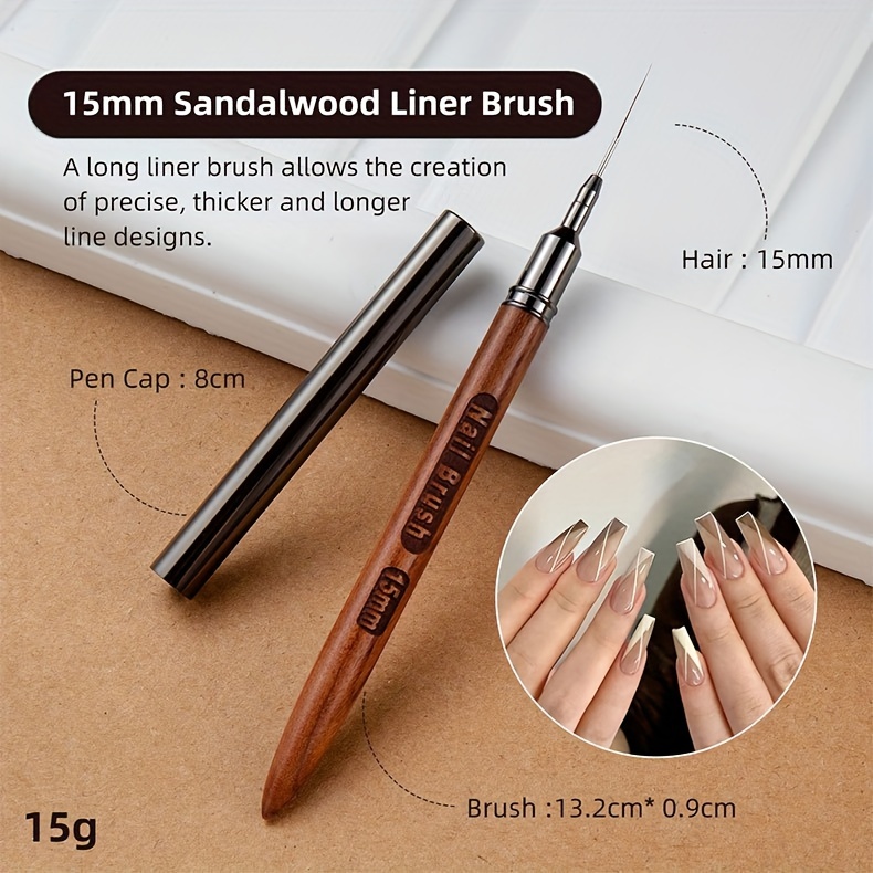 5pcs nail art brush set with sandalwood handles   precision drawing painting pens for professional   engraved   art supplies details 8