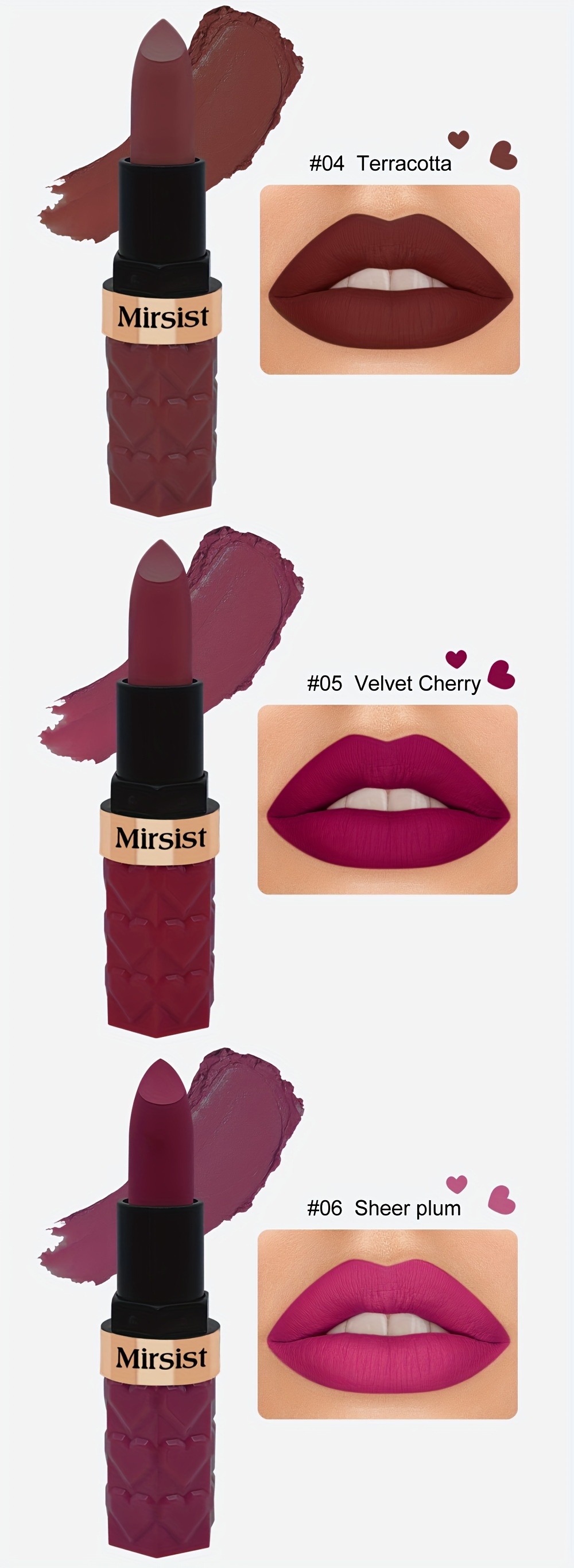   6 shade matte lipstick set waterproof long lasting non fading smudge proof in berry red shades for all skin types details 3