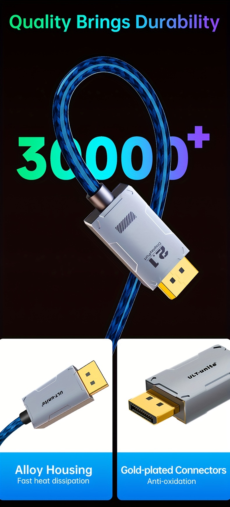 displayport cable 2 1 16k dp 2 0 cable 16k 60hz 8k 120hz4k 240hz 165hz 144hz support 80gbps hdcp dsc 1 2a hdr10freesync g sync for gaming monitor 3090 graphics pc smart home details 15