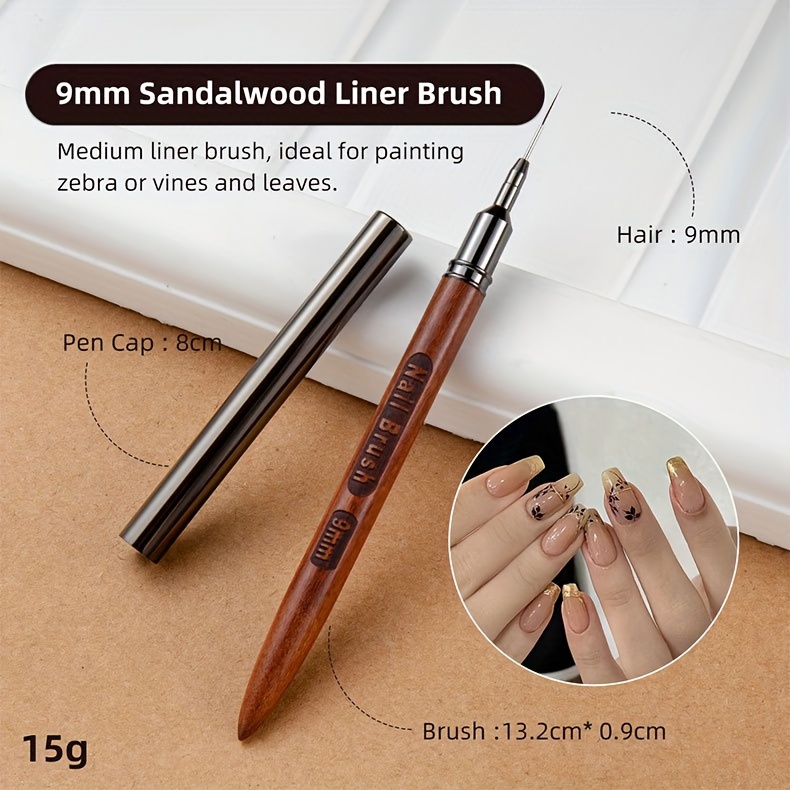 5pcs nail art brush set with sandalwood handles   precision drawing painting pens for professional   engraved   art supplies details 6