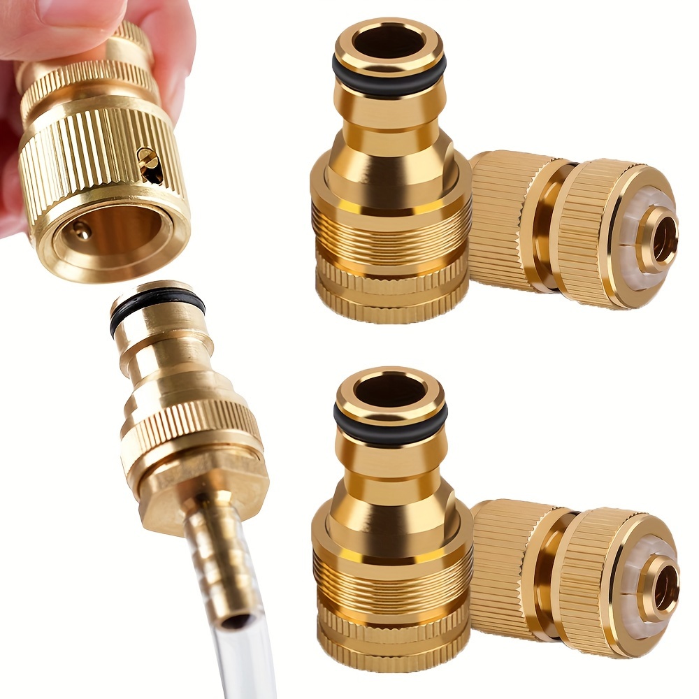 conector de torneira de jardim em alumínio, conjunto de 2 unidades, adaptador de torneira roscada universal para equipamento de rega, acessório para lavagem de  , conexões rápidas para uso interior e exterior 3