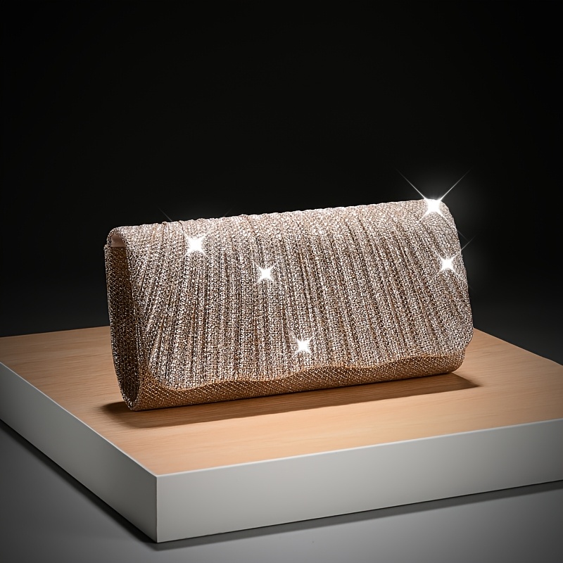Elegant Womens Glitter Evening Clutch Detachable Shoulder