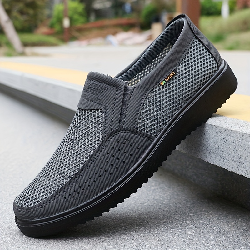 mens breathable slip on casual shoes lightweight low top walking sneakers for outdoor   workout brown mesh fabric with rubber sole     outdoor shoes lowtop shoes fabric upper 2