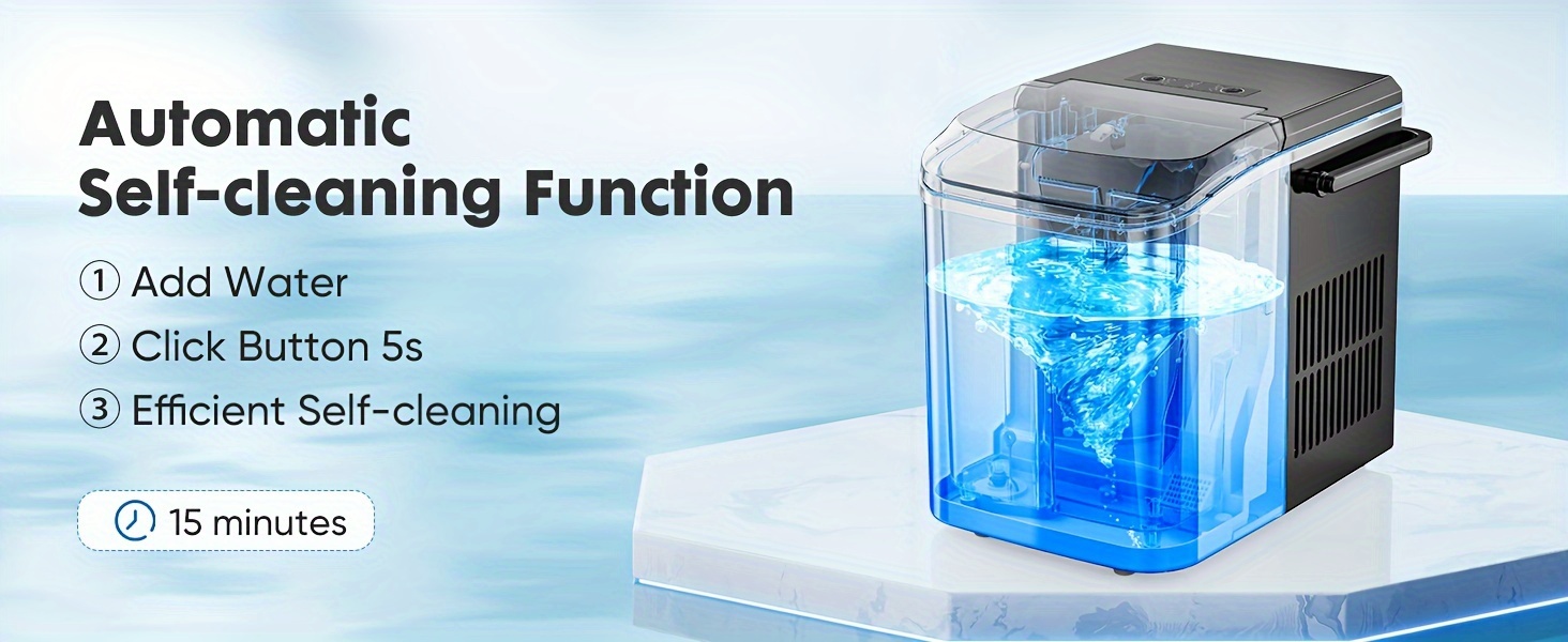 countertop ice maker nugget portable ice machine 9 bullet ice cubes in 6 mins 26 5lbs in   self cleaning with handle basket scoop for home kitchen party camping rv details 2