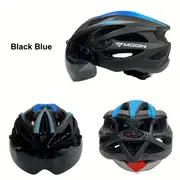 moon ultralight cycling helmet with removable visor black red adjustable multi use for road mountain biking unisex adult uncharged unisex cycling gear modern helmet design adjustable strap helmet details 21