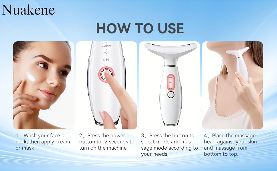   face neck skin care beauty meter rechargeable vibrating heating massager home neck facial massage tool skin care gift for women details 2