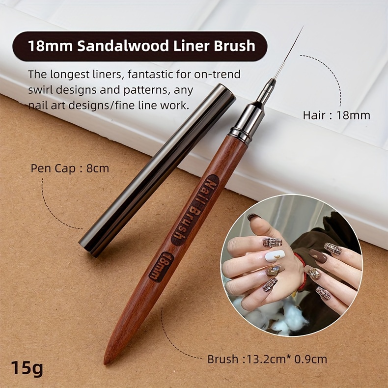 5pcs nail art brush set with sandalwood handles   precision drawing painting pens for professional   engraved   art supplies details 9